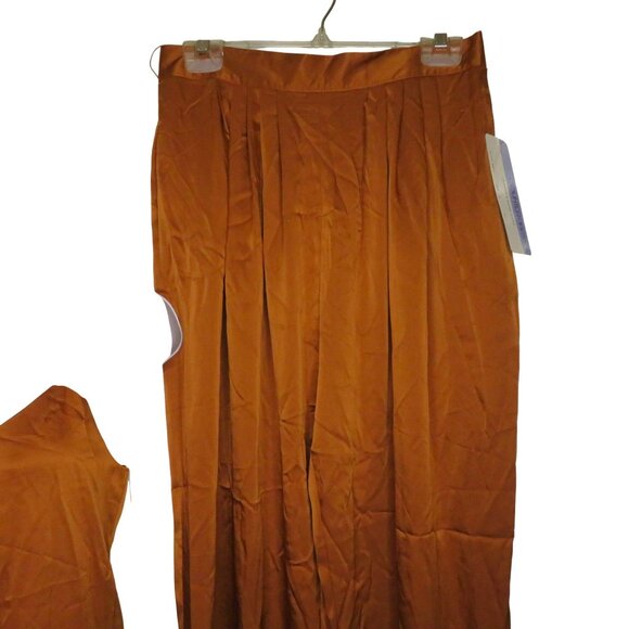 Vintage 80s Counterparts Womens Copper Satin Camisole & Pleated Pants Set Small - Picture 6 of 12